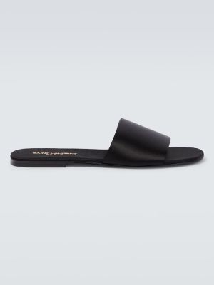 Копринени сатенени ниски обувки Saint Laurent черно