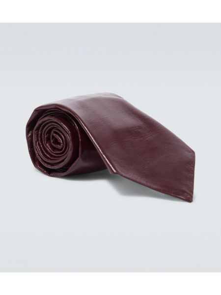 Krawat skórzany Bottega Veneta fioletowy
