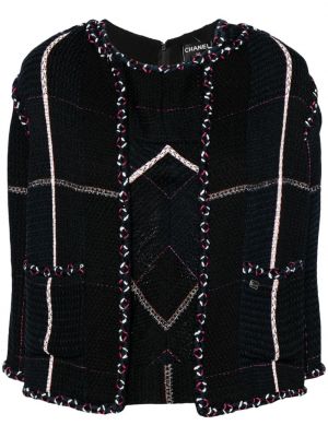Top żakardowy tweedowy Chanel Pre-owned czarny