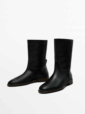 Черные ботинки на каблуке Massimo Dutti