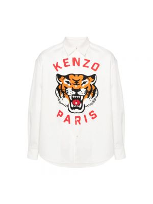 Koszula w tygrysie prążki bawełniana Kenzo biała