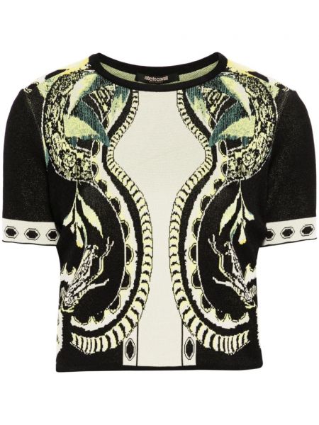 Jacquard crop top mit print Roberto Cavalli schwarz