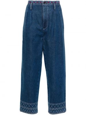 Straight fit džíny s vysokým pasem Bode modré