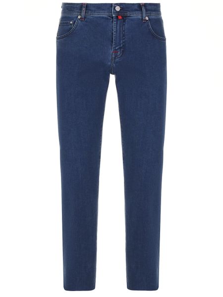 Синие хлопковые прямые джинсы Kiton