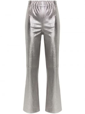 Δερμάτινο παντελόνι με ίσιο πόδι Arma ασημί
