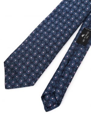 Jedwabny krawat z wzorem paisley żakardowy Etro niebieski