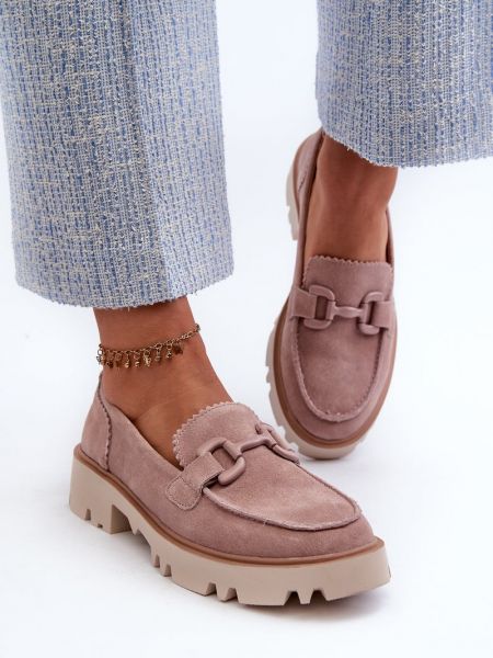 Seemisnahksed loafer-kingad Kesi roosa