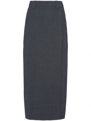 Vlněné midi sukně Prada šedé