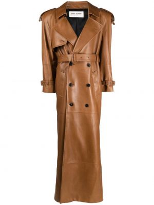 Trenchcoat i läder Saint Laurent brun