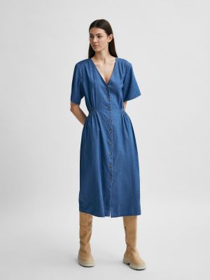 Robe chemise Selected Femme bleu