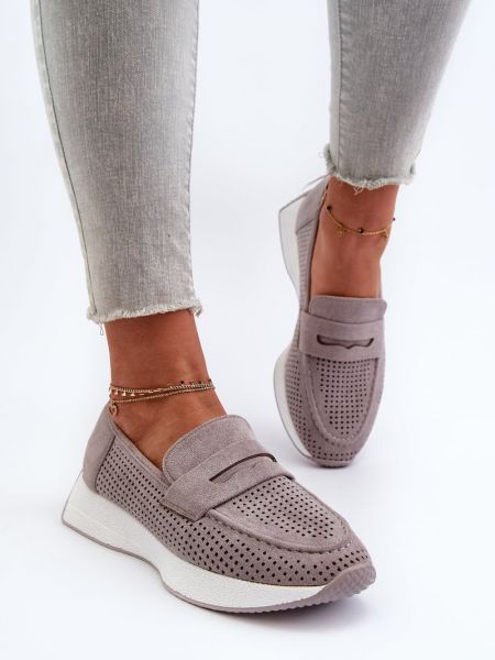 Pantofi loafer din piele de căprioară cu platformă Kesi gri