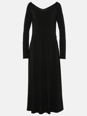 Sukienka długa z dżerseju plisowana Max Mara czarna