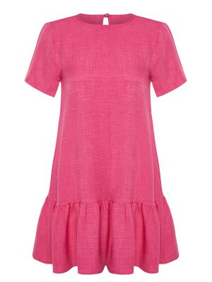 Pletené mini šaty Trendyol růžové