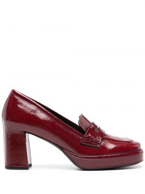 Кожени полуотворени обувки Del Carlo червено