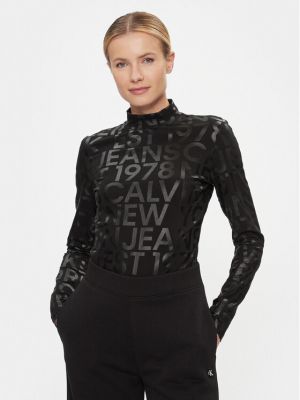 Bluză slim fit cu mâneci lungi Calvin Klein Jeans negru