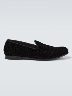 Zamatové loafersy Giorgio Armani čierna