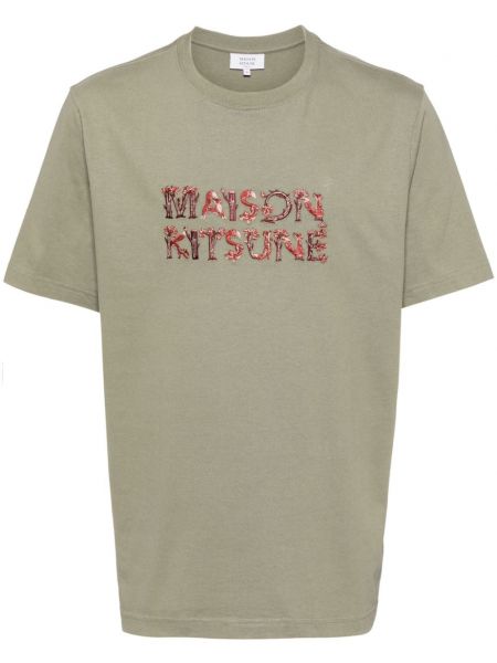 Broderet t-shirt Maison Kitsuné grøn