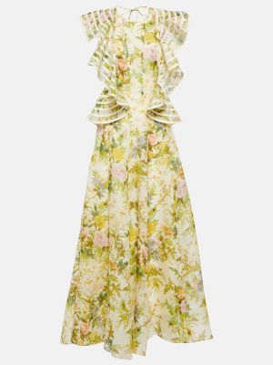 Rochie midi de in de mătase cu model floral Alã©mais