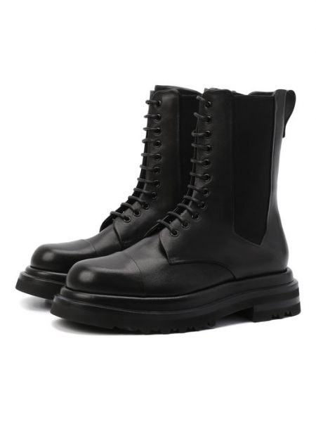 Черные кожаные ботинки Giorgio Armani