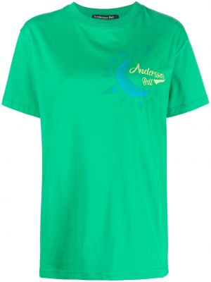 Памучна тениска с принт Andersson Bell зелено