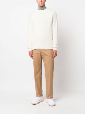 Haftowany sweter wełniany Giorgio Armani biały