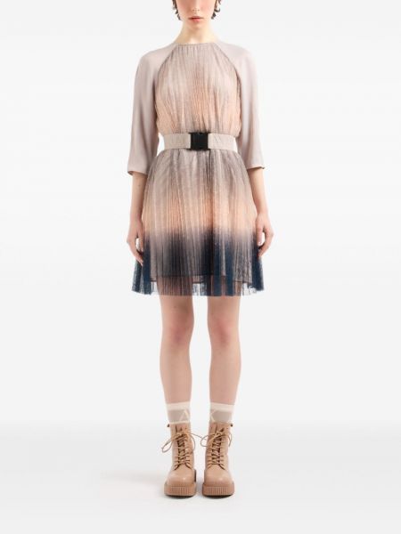 Krajkové šaty s přechodem barev Armani Exchange béžové
