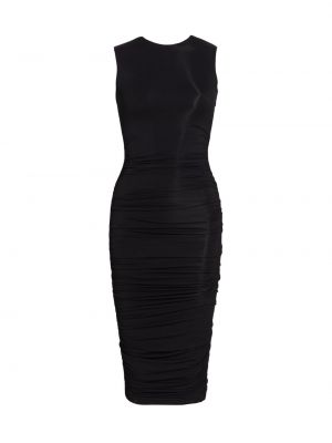 Эластичное платье-миди с рюшами Michael Kors Collection, черный