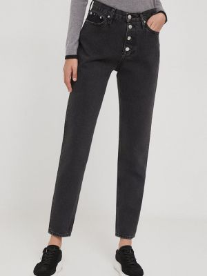 Дънки с висока талия Calvin Klein Jeans черно