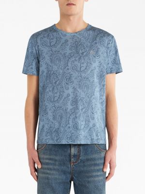 T-shirt en cachemire en coton à imprimé Etro bleu