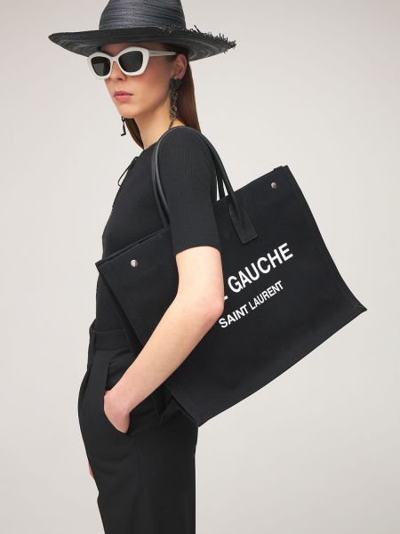 Nákupná taška s potlačou Saint Laurent čierna