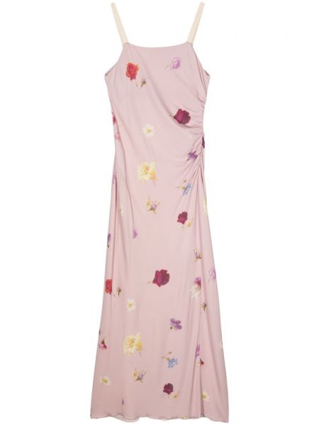 Dolga obleka s cvetličnim vzorcem s potiskom Bimba Y Lola roza
