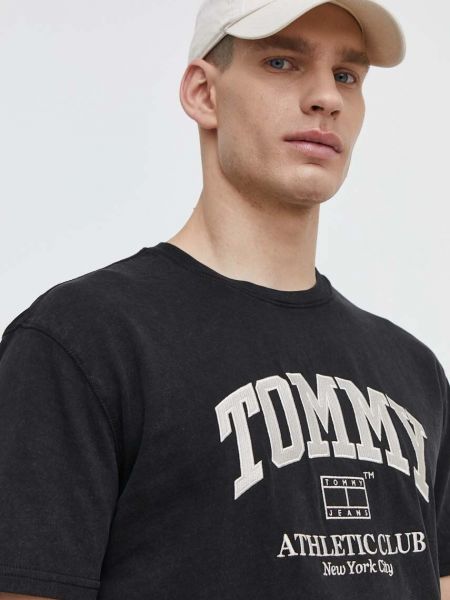 Koszulka bawełniana Tommy Jeans czarna