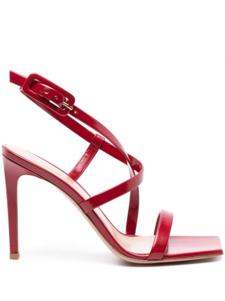 Kožne sandale s remenčićima Gianvito Rossi crvena