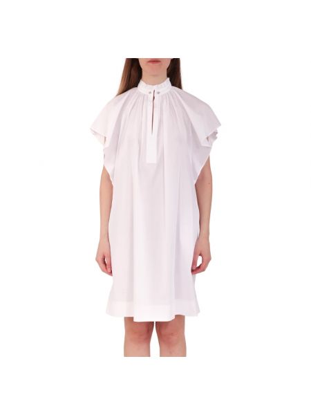 Sukienka mini bawełniana z falbankami Max Mara Studio biała