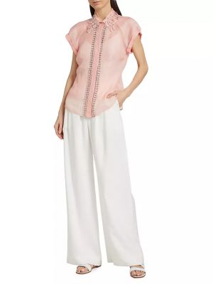 Льняная блузка Zimmermann розовая