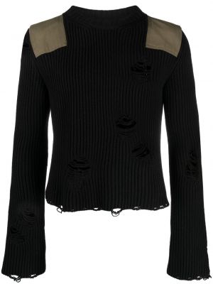 Pull effet usé en tricot Mm6 Maison Margiela noir