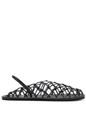 Kožené páskové sandály Emporio Armani černé