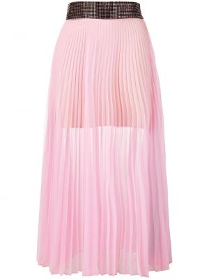 Průsvitné plisovaná sukně s vysokým pasem Christopher Kane - růžová