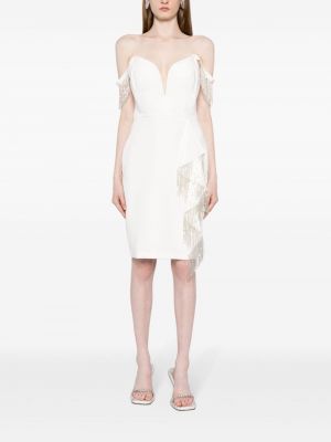 Sukienka koktajlowa z falbankami Marchesa Notte biała