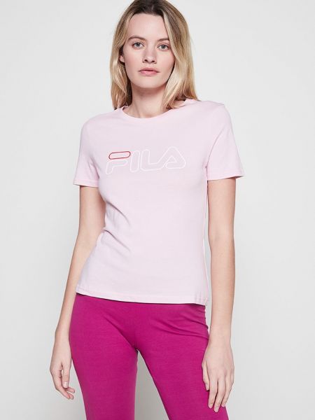 Koszulka z nadrukiem Fila różowa