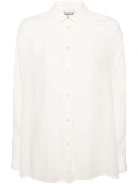 Klassische krepp langes hemd Semicouture weiß