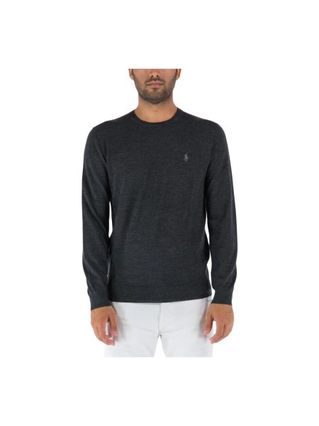 Sweter wełniany z wełny merino bawełniany Polo Ralph Lauren szary