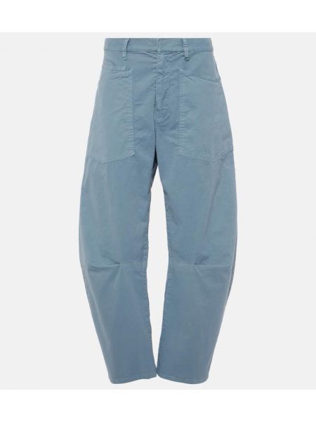 Pantalones rectos de algodón Nili Lotan azul