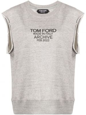 Bavlnený tank top s potlačou Tom Ford sivá