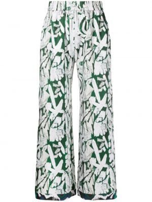 Hedvábné kalhoty s potiskem s abstraktním vzorem Munthe