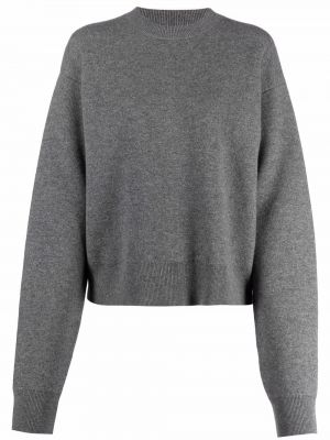 Pletený sveter s okrúhlym výstrihom Jil Sander sivá
