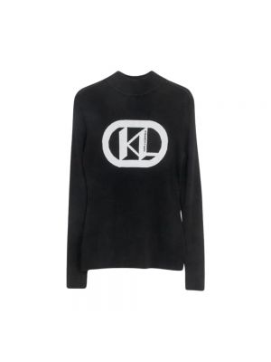 Czarny sweter z okrągłym dekoltem Karl Lagerfeld