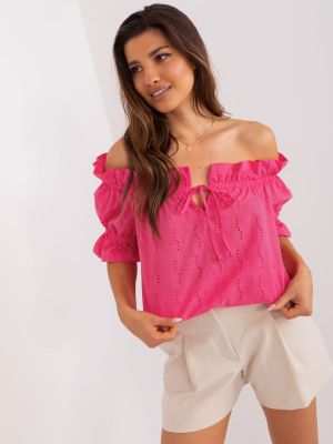 Ажурна блуза Fashionhunters розово