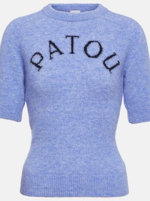 Žakárový svetr z alpaky Patou modrý