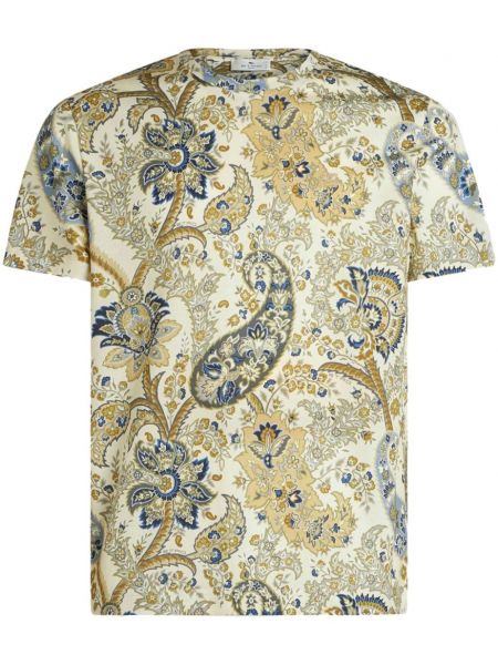 Kvetinové tričko s paisley vzorom Etro žltá